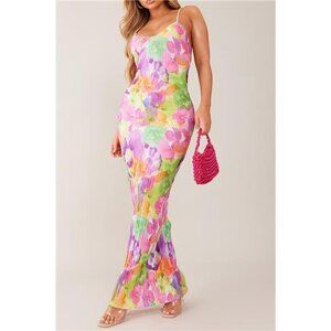 Backless Printed Maxi Cami Dress